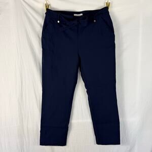 Zac & Rachel Sz 14 Dark Blue Pull-On Professional Lightweight Work Ankle Pants